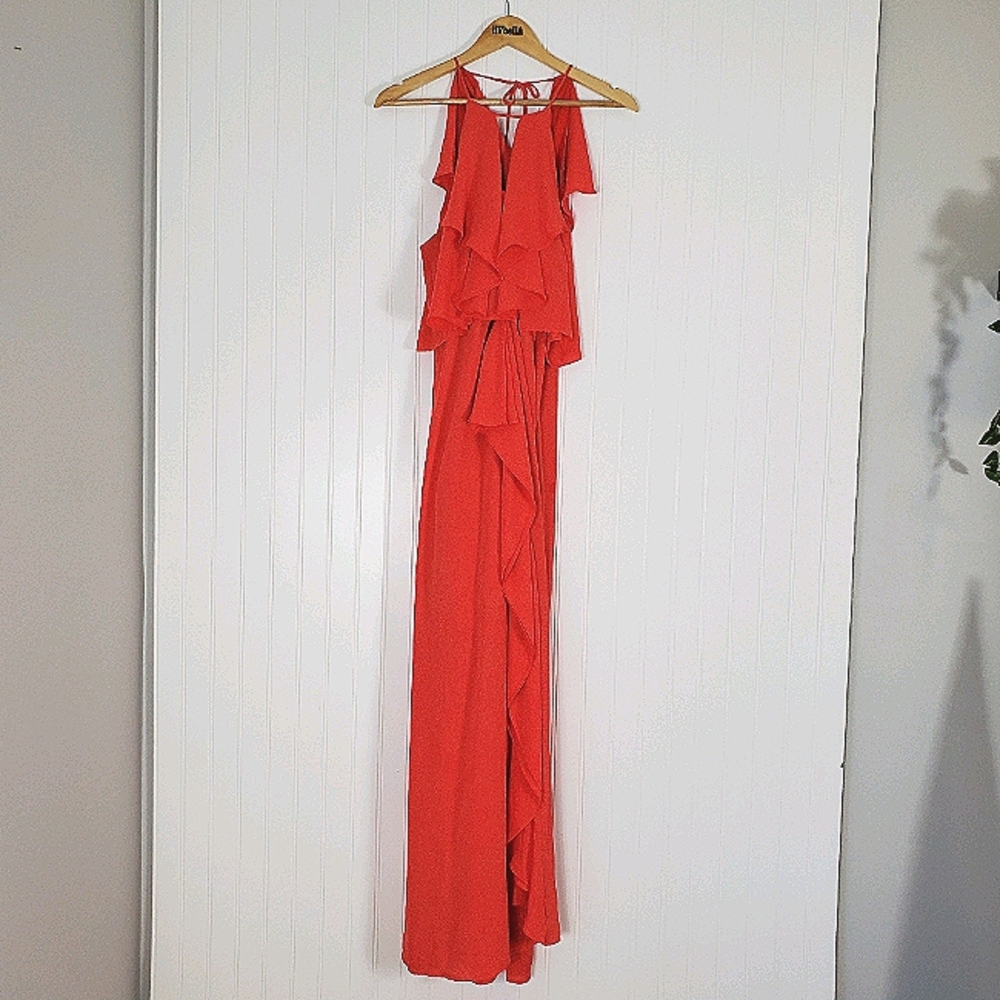 BCBGMAXAZRIA JANISA HALTER NECK RUFFLE DRESS - Picture 14 of 16